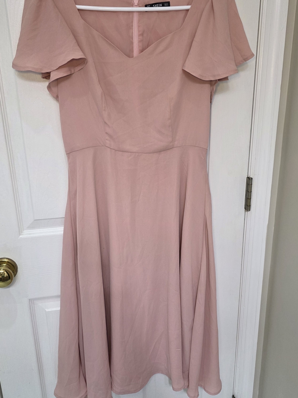 Shein Blush Pink Flutter Sleeve A-Line Dress